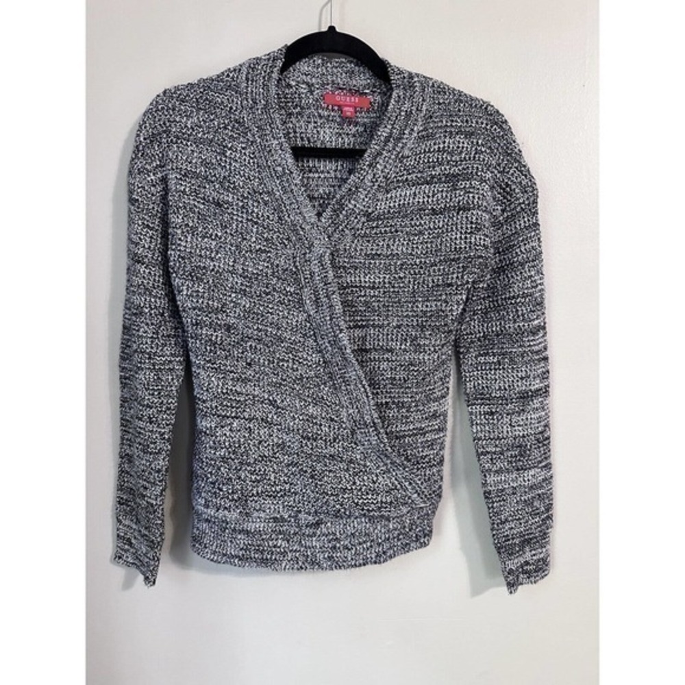 Guess Sweater V-Neck Long Sleeve Pullover Casual Wrap‎ Women's Size XS Gray #735